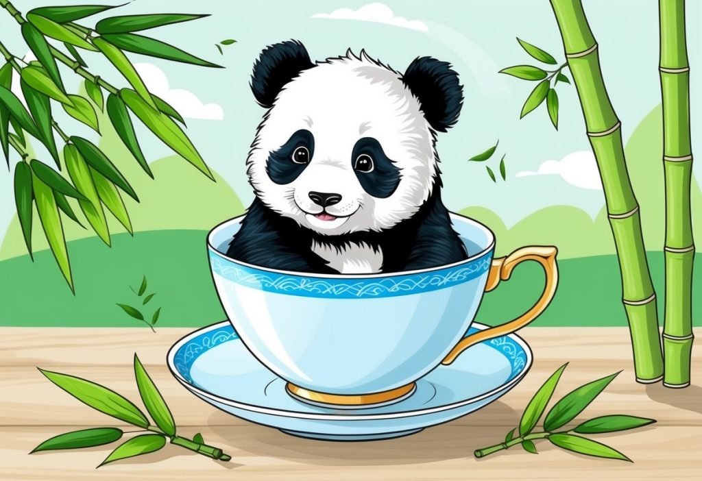 baby panda in teacup