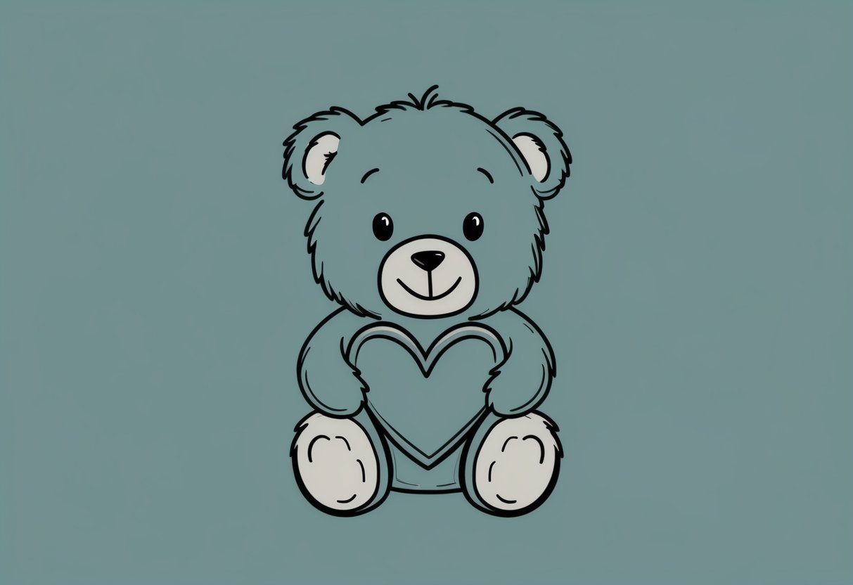 A teddy bear holding a heart, with a gentle smile and soft, cuddly fur